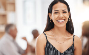 a woman smiling