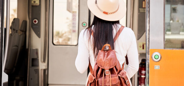 a woman traveling