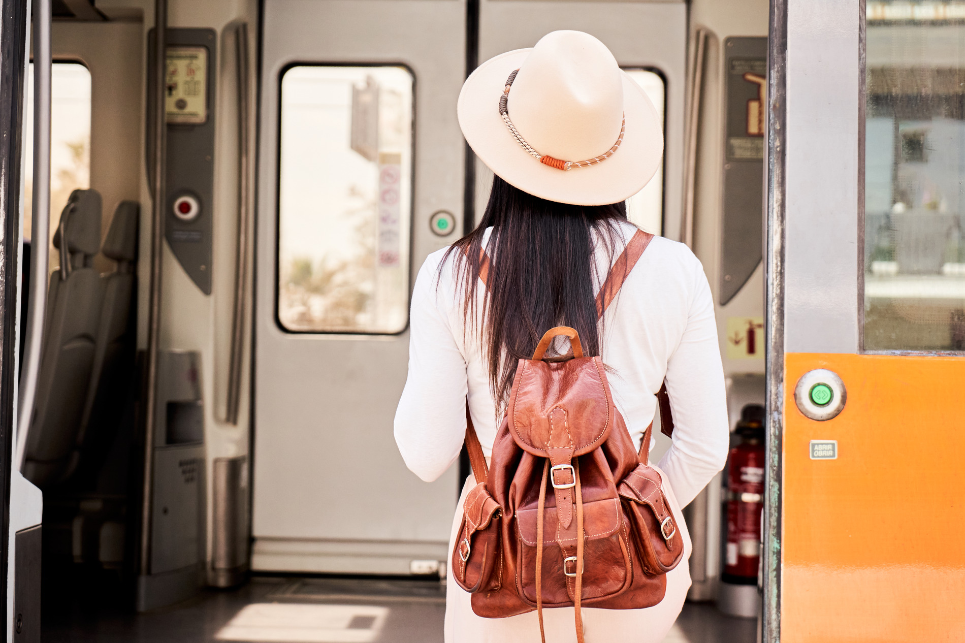 A woman traveling